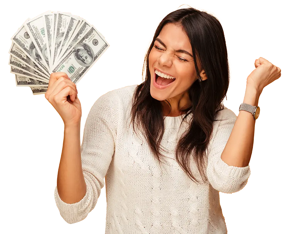 woman holding money